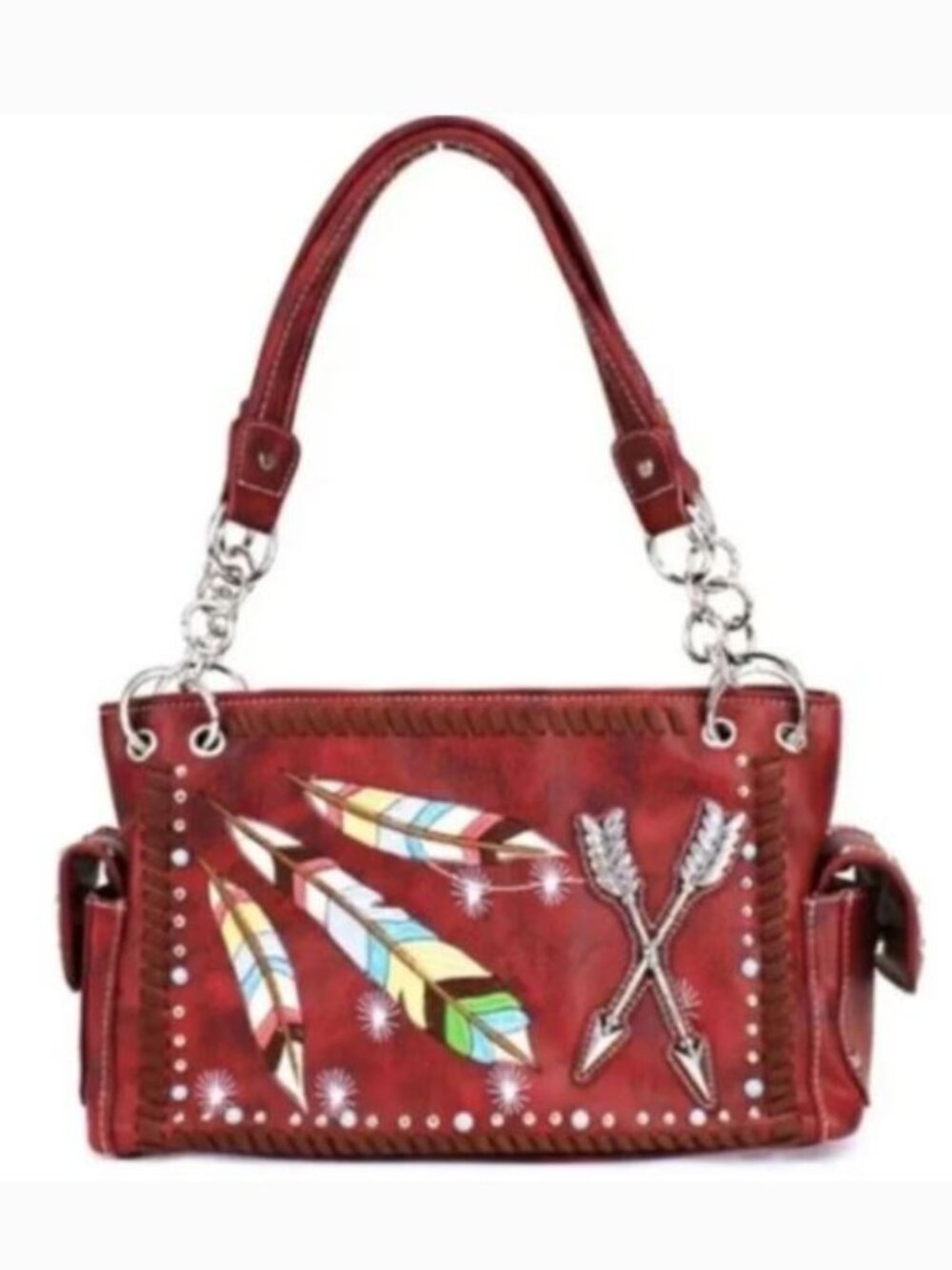 Red Western Feather & Arrow Purse